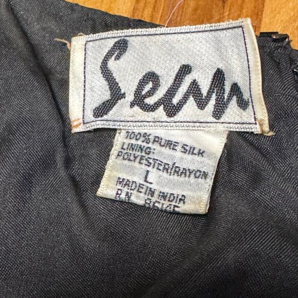 Vintage 1980s Sean Silk Sequined Cocktail Party Dress Size Small Pink Gold Blue - Picture 4 of 12